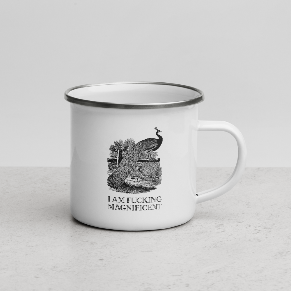 I Am Fucking Magnificent Enamel Mug Effin Birds 9946