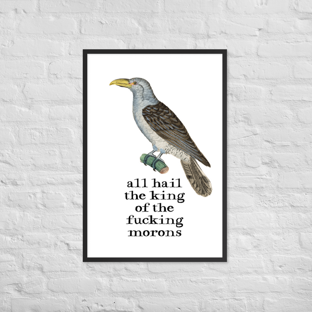 All Hail The King Of The Fucking Morons Framed Poster